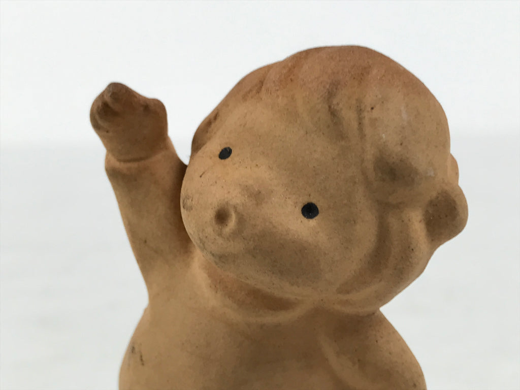 Japanese Small Clay Young Girl Figurine Vtg Child Simple Unglazed Brown ST105-AD - Figurine-chidorivintage.com