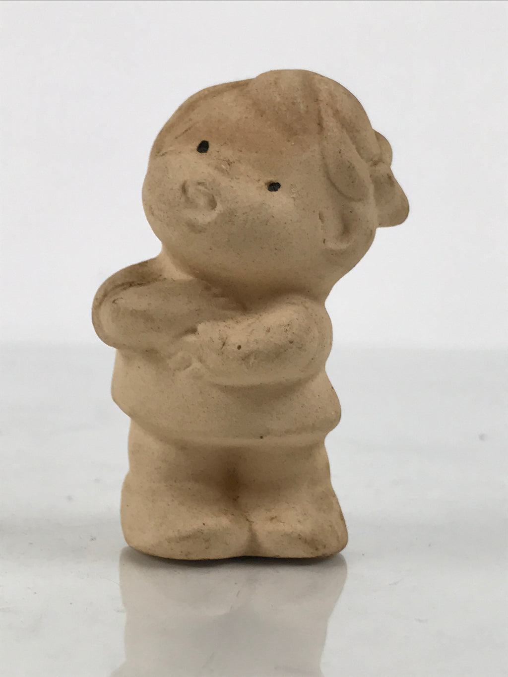 Japanese Small Clay Young Girl Figurine Vtg Child Simple Unglazed Brown ST106-AD - Figurine-chidorivintage.com