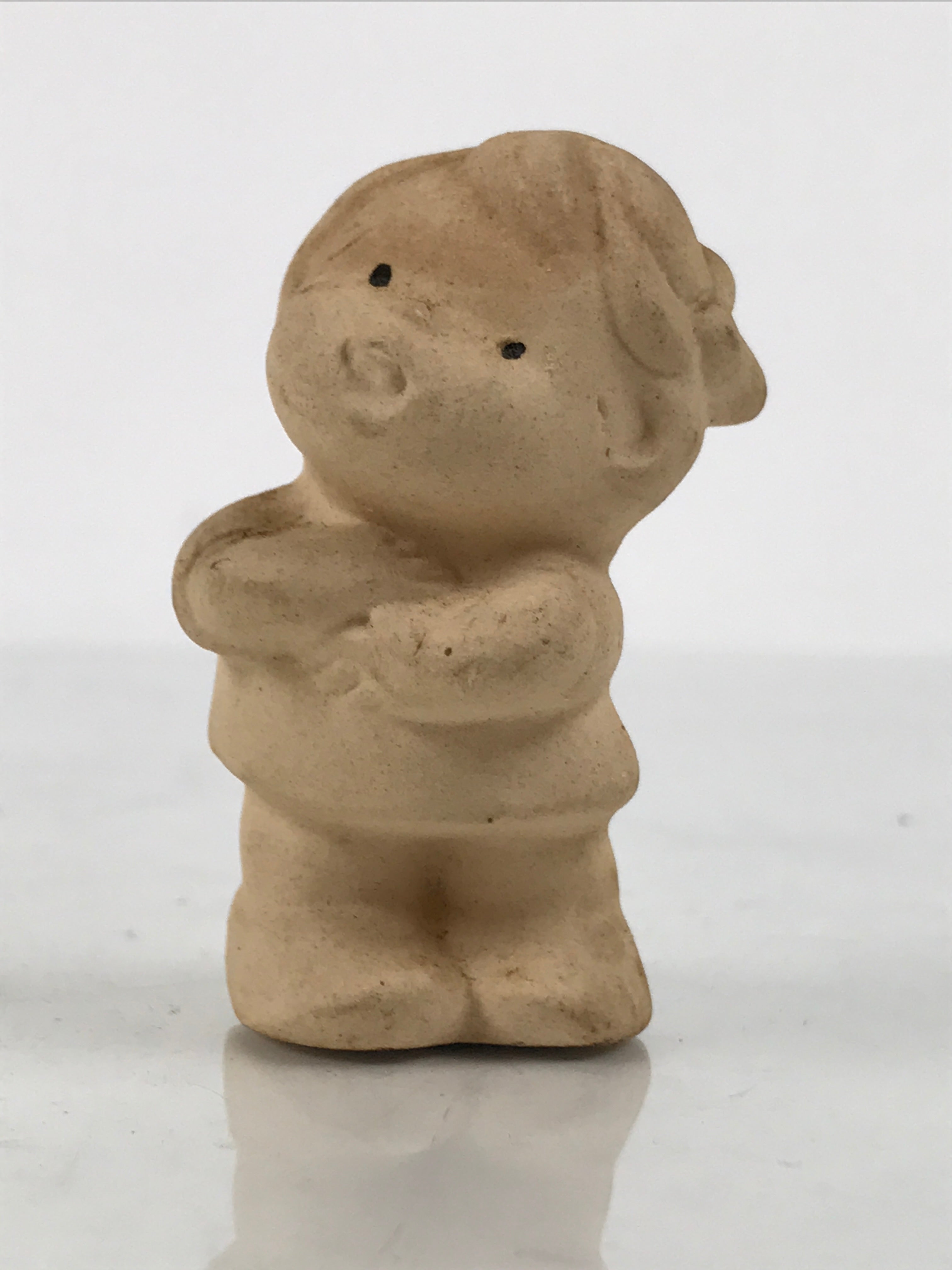 Japanese Small Clay Young Girl Figurine Vtg Child Simple Unglazed Brown ST106-AD - Figurine-chidorivintage.com
