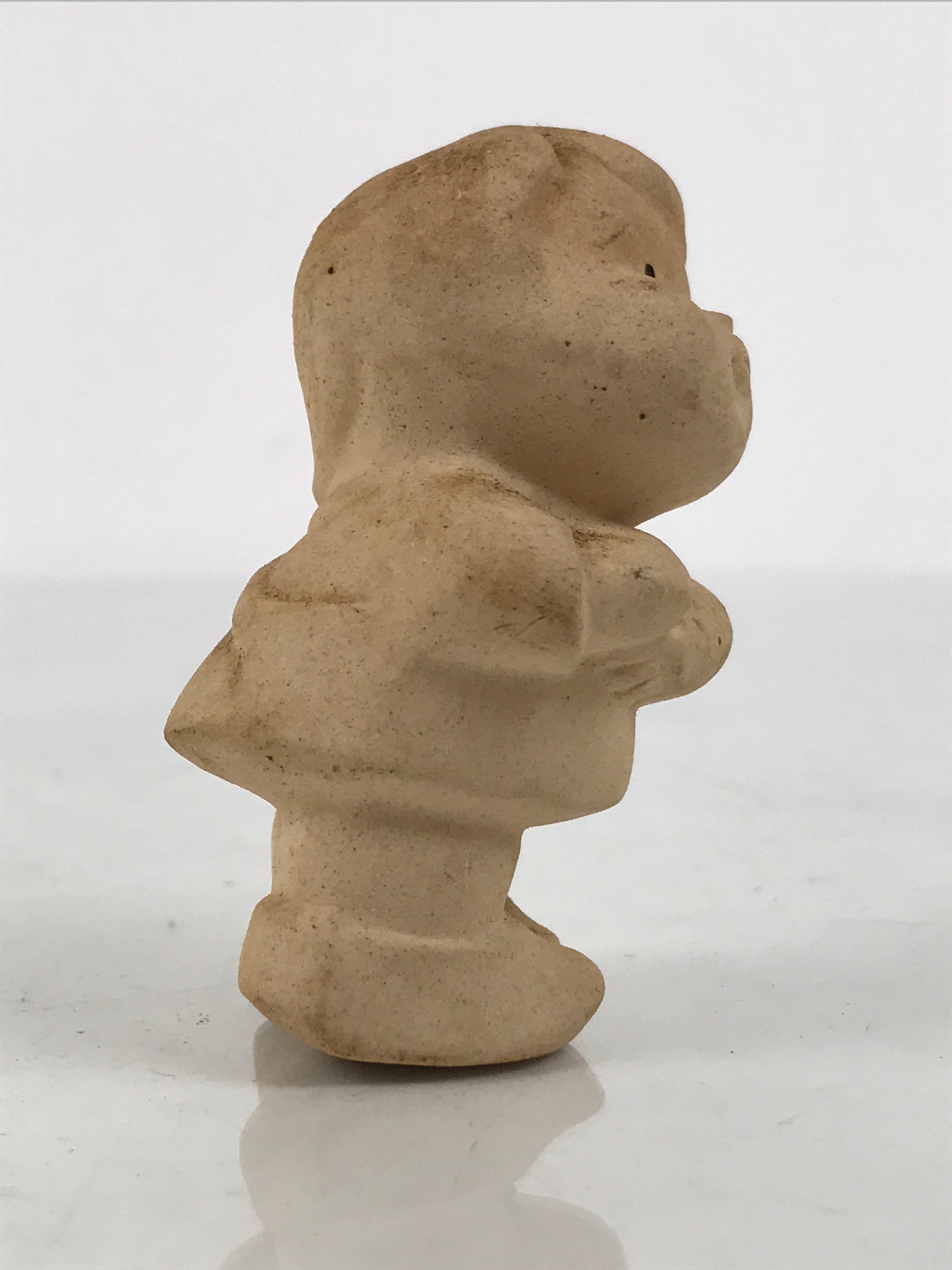 Japanese Small Clay Young Girl Figurine Vtg Child Simple Unglazed Brown ST106-AD - Figurine-chidorivintage.com