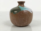 Japanese Ceramic Single Flower Vase Small Kabin Round Brown White Blue MFV105-KT - Vase-chidorivintage.com