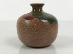 Japanese Ceramic Single Flower Vase Small Kabin Round Brown White Blue MFV105-KT - Vase-chidorivintage.com
