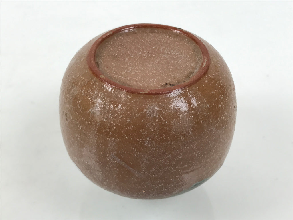 Japanese Ceramic Single Flower Vase Small Kabin Round Brown White Blue MFV105-KT - Vase-chidorivintage.com