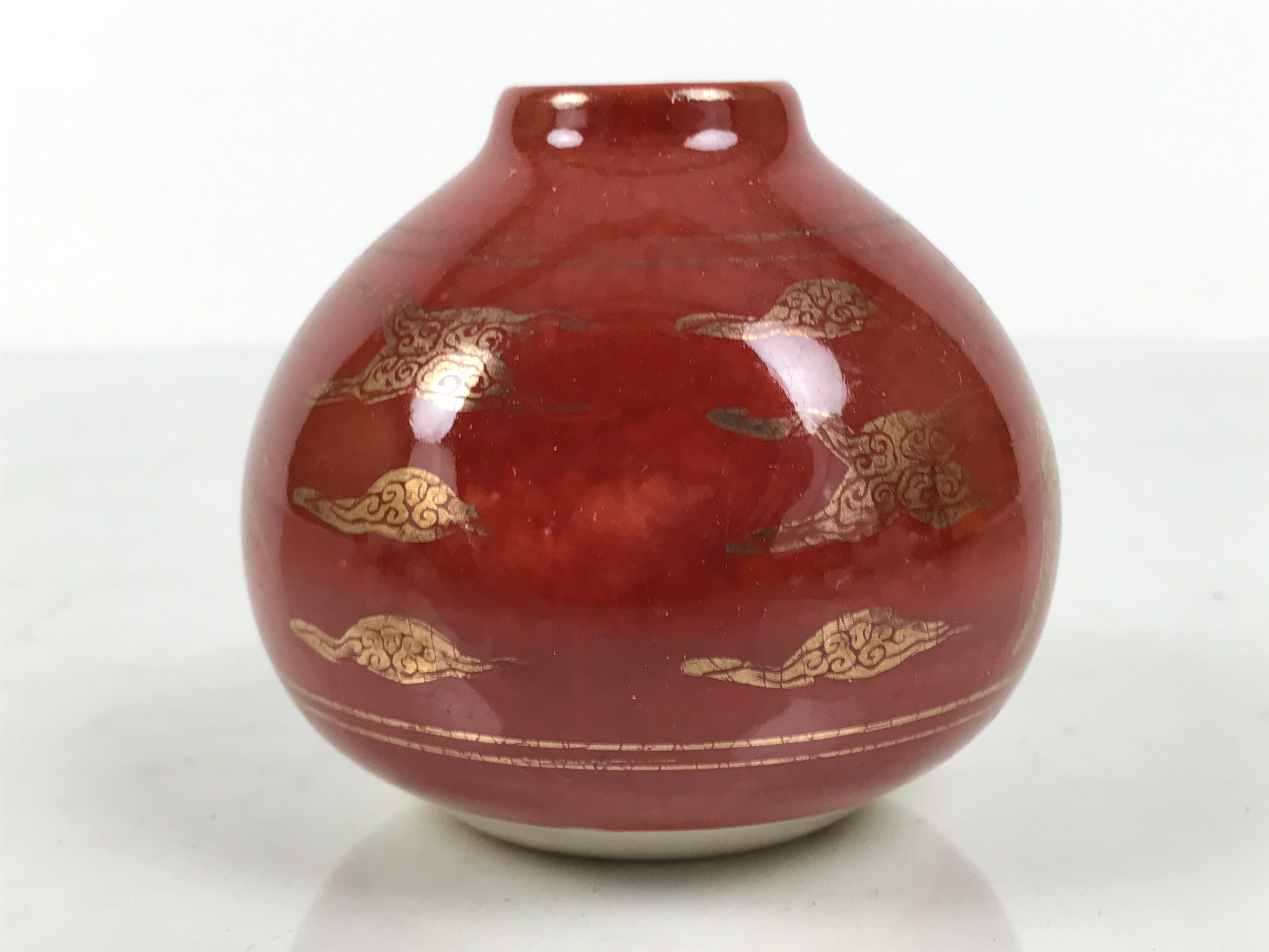 Japanese Kutani Ware Porcelain Single Flower Vase Small Kabin Red Round MFV106-KT - Vase-chidorivintage.com