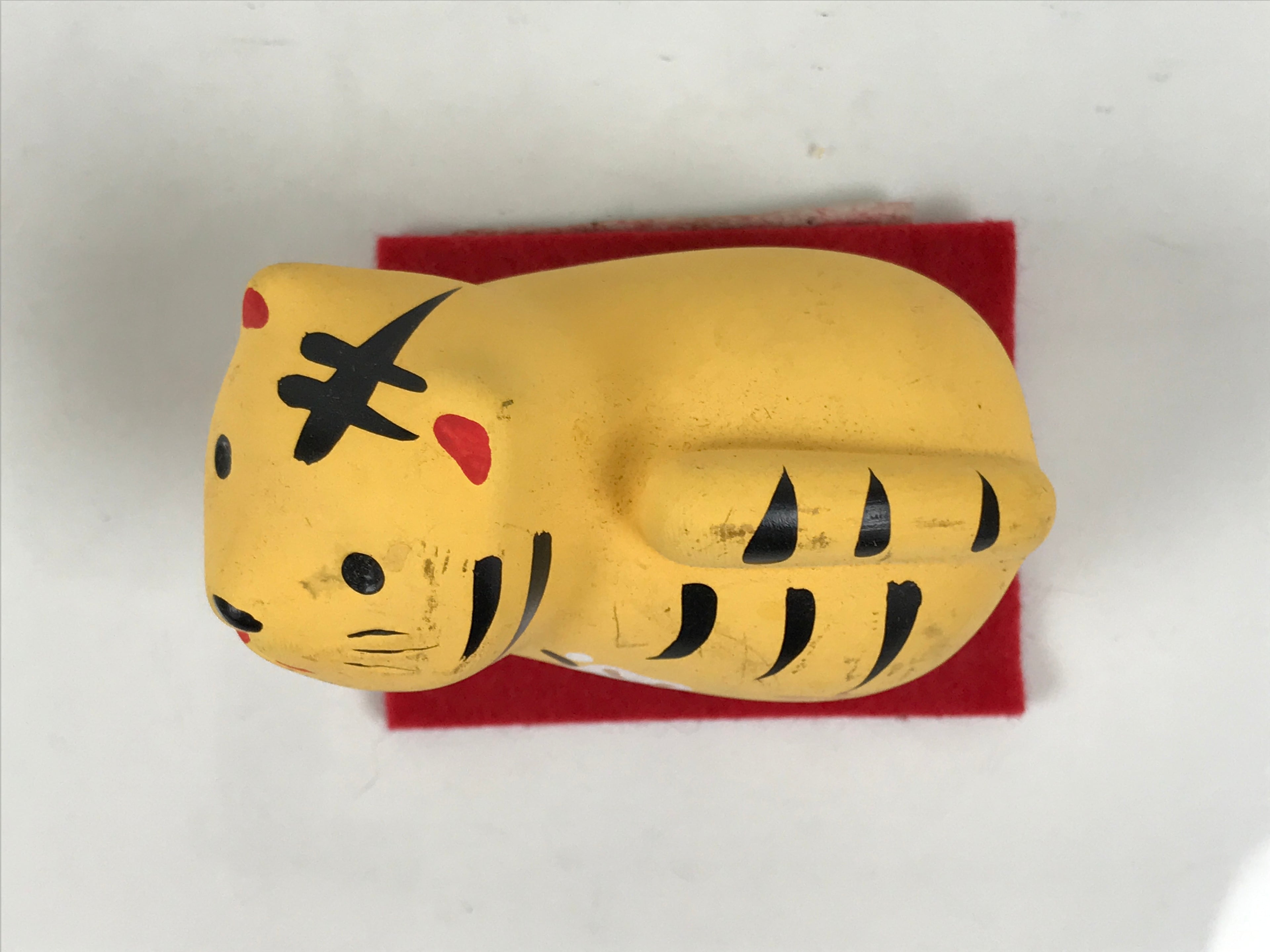 Japanese Clay Figurine Zodiac Tiger Vtg Lucky Charm Doll Statue Yellow ST120-AD - Figurine-chidorivintage.com