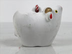 Japanese Clay Bell Dorei Cow Vtg Tsuchi-Suzu Zodiac Animal Ushi White Red DR688-AD - Dorei-chidorivintage.com