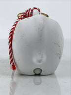 Japanese Clay Bell Dorei Cow Vtg Tsuchi-Suzu Zodiac Animal Ushi White Red DR688-AD - Dorei-chidorivintage.com