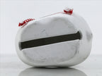 Japanese Clay Bell Dorei Cow Vtg Tsuchi-Suzu Zodiac Animal Ushi White Red DR688-AD - Dorei-chidorivintage.com