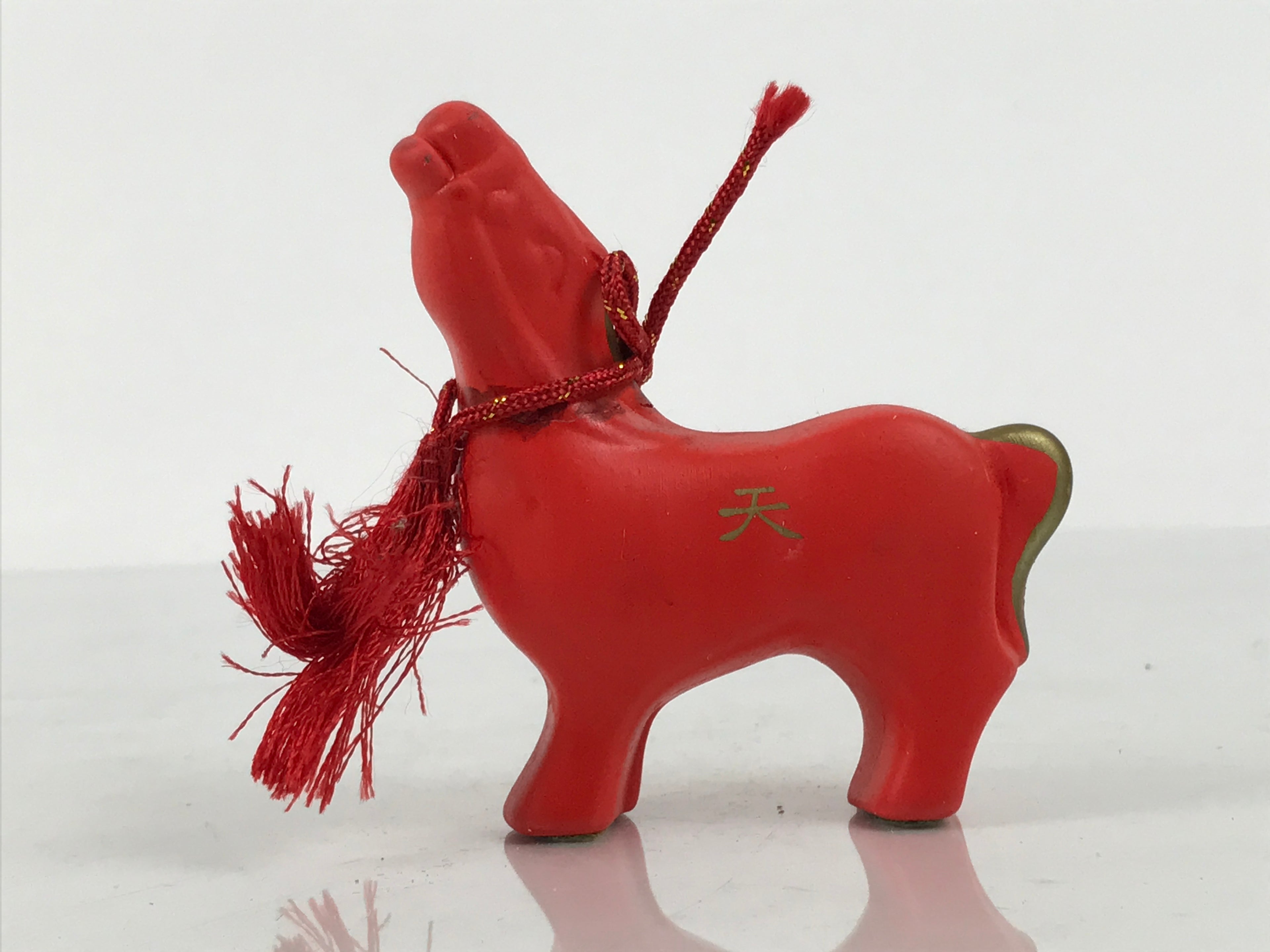 Japanese Clay Figurine Zodiac Horse Vtg Lucky Charm Display Statue Red ST121-AD - Figurine-chidorivintage.com