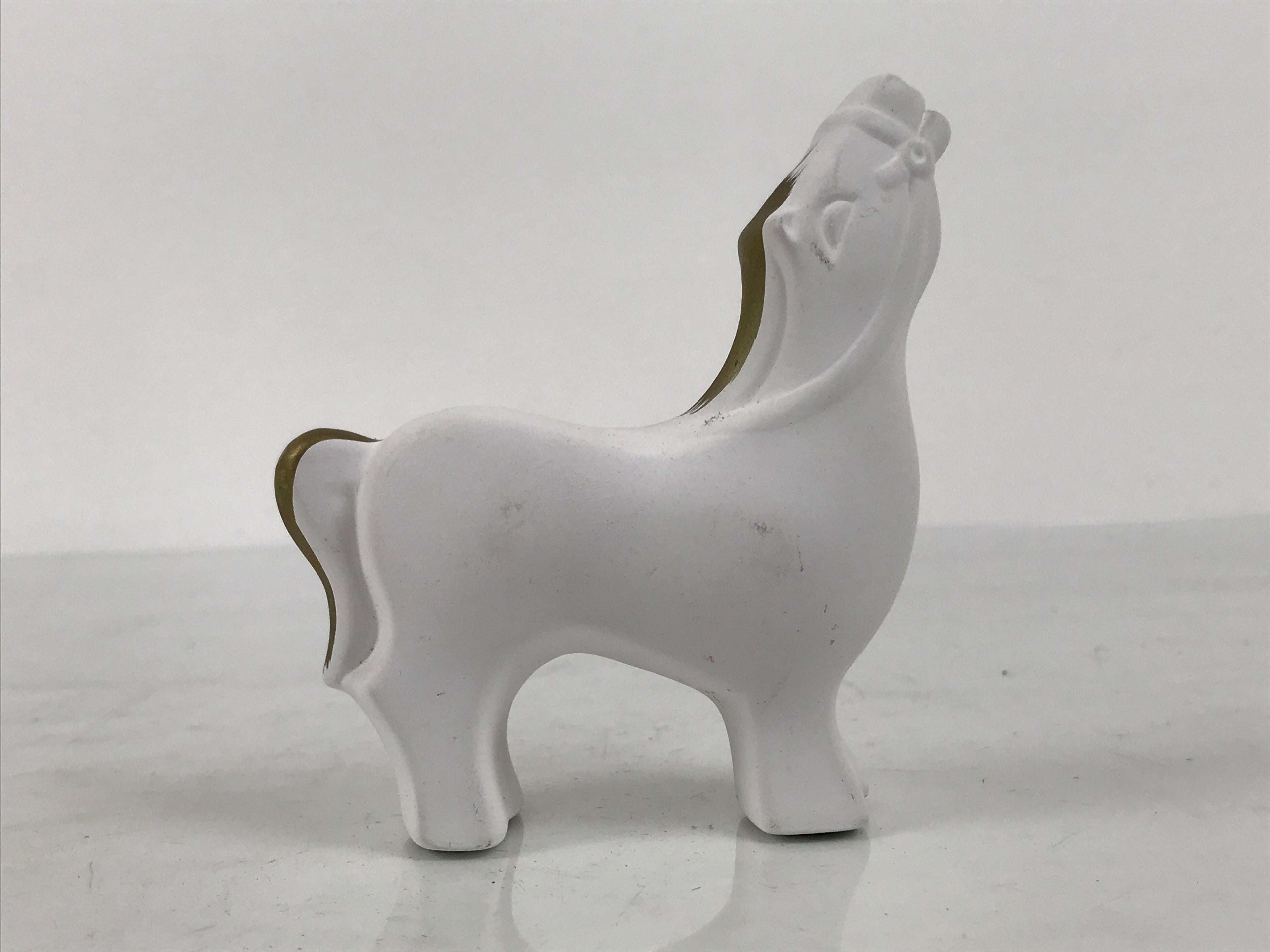 Japanese Clay Figurine Zodiac Horse Vtg Lucky Charm Display Statue White ST122-AD - Figurine-chidorivintage.com