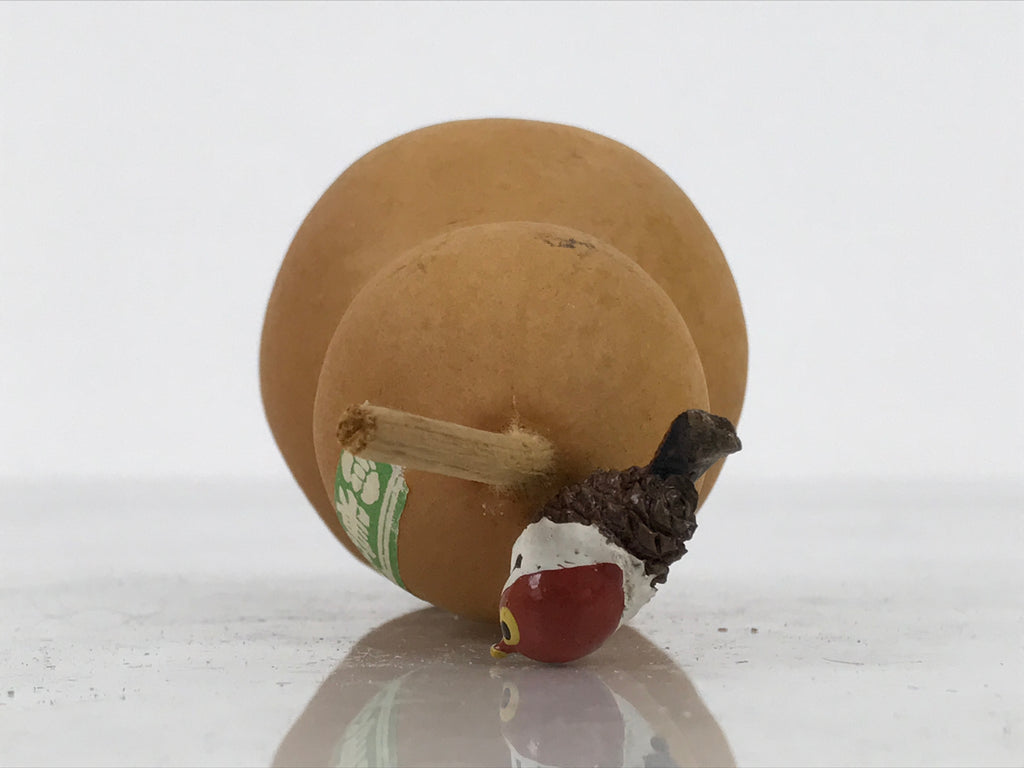 Japanese Wood Kokeshi Doll Hyotan Gourd Vtg Bird Sparrow Souvenir Brown KF842-AD - Kokeshi-chidorivintage.com