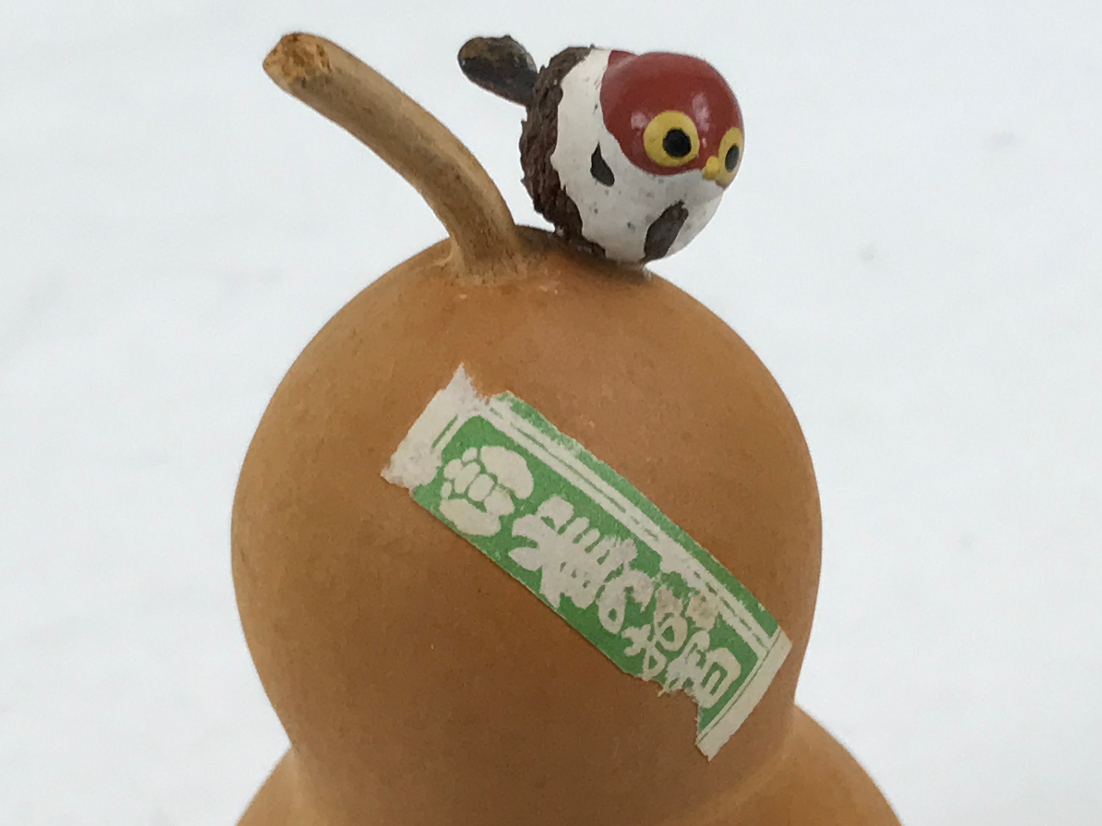 Japanese Wood Kokeshi Doll Hyotan Gourd Vtg Bird Sparrow Souvenir Brown KF842-AD - Kokeshi-chidorivintage.com