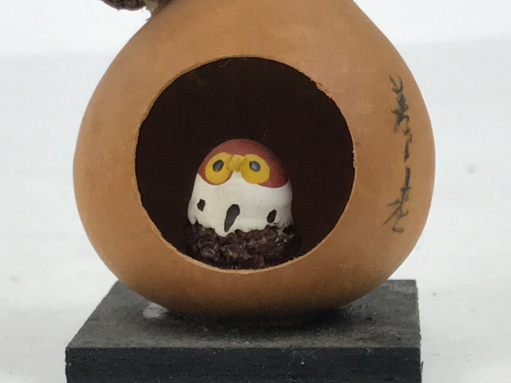 Japanese Wood Kokeshi Doll Hyotan Gourd Vtg Bird Sparrow Souvenir Brown KF843-AD - Kokeshi-chidorivintage.com