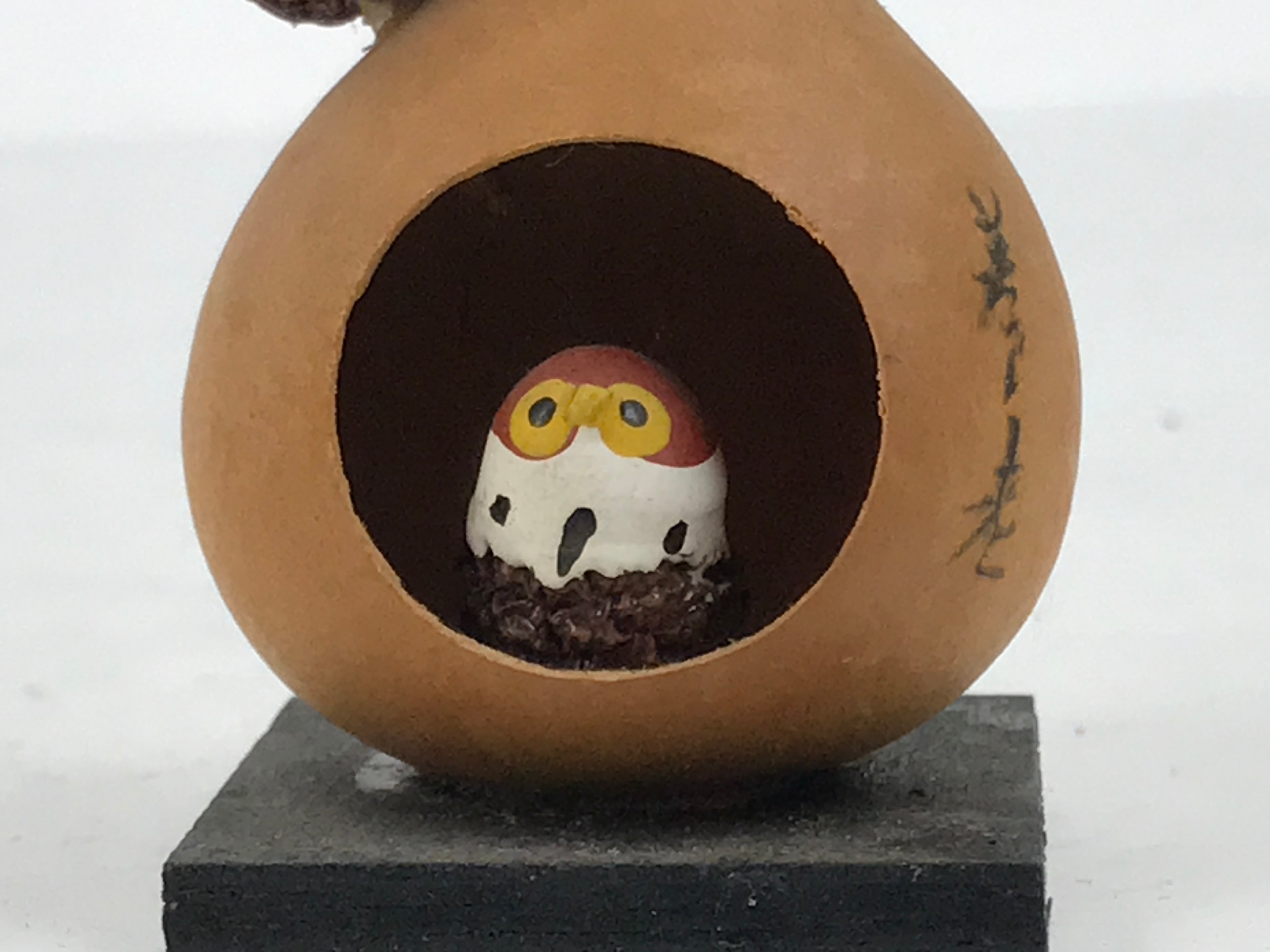 Japanese Wood Kokeshi Doll Hyotan Gourd Vtg Bird Sparrow Souvenir Brown KF843-AD - Kokeshi-chidorivintage.com