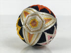 Japanese Embroidered Silk Thread Ball Temari Vtg Traditional Toy Blue Gold ID693-TX - Other-chidorivintage.com