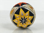 Japanese Embroidered Silk Thread Ball Temari Vtg Traditional Toy Blue Gold ID693-TX - Other-chidorivintage.com