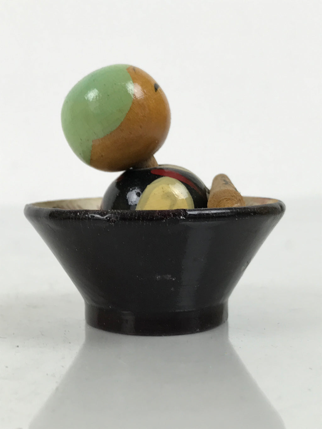 Japanese Wooden Kokeshi Doll Vtg Figurine Wobbly Head Monk Mortar Kanji KF845-AD - Kokeshi-chidorivintage.com