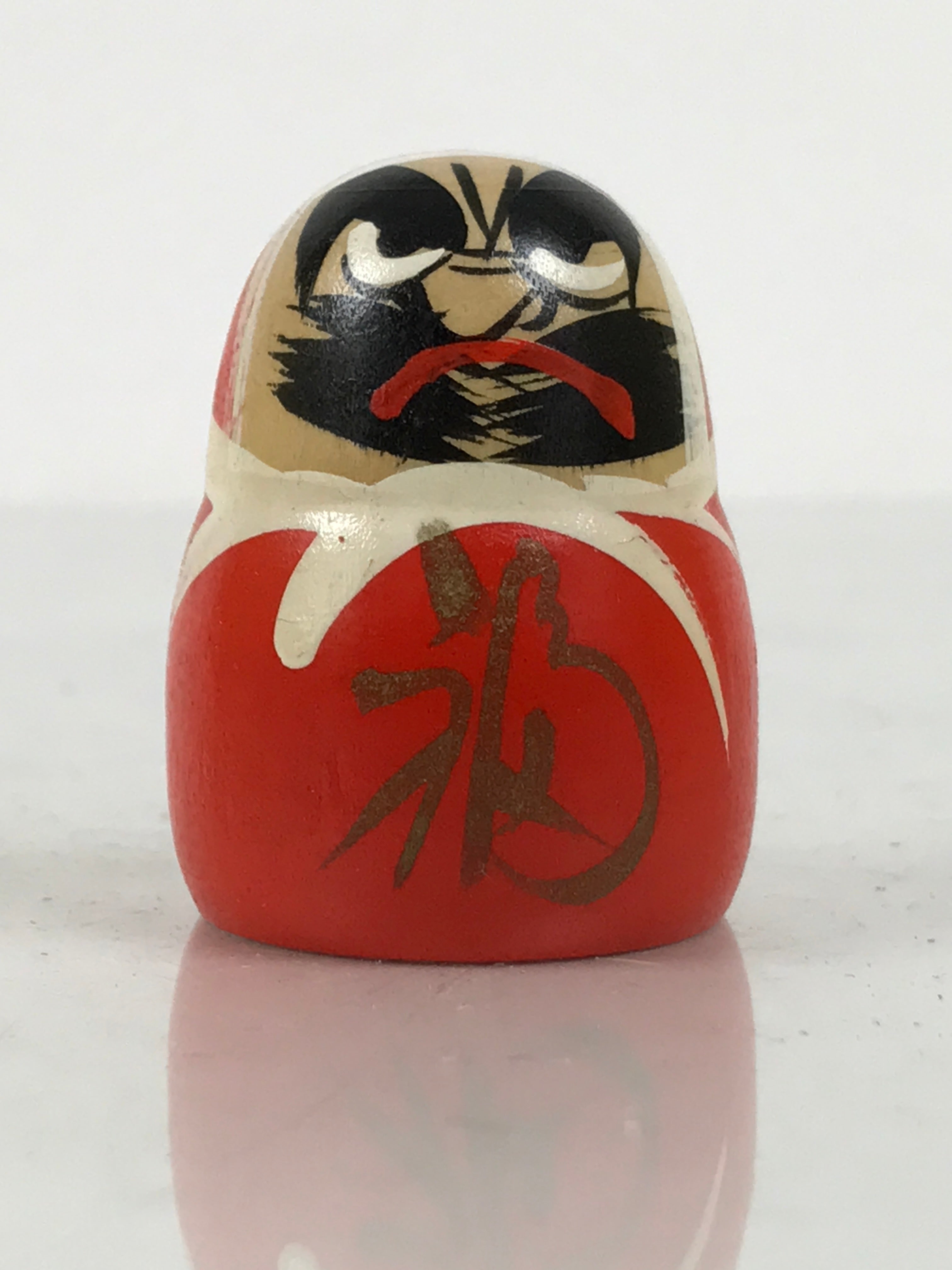 Japanese Small Wooden Kokeshi Daruma Figurine Vtg Fortune Red Black KF838-AD - Kokeshi-chidorivintage.com