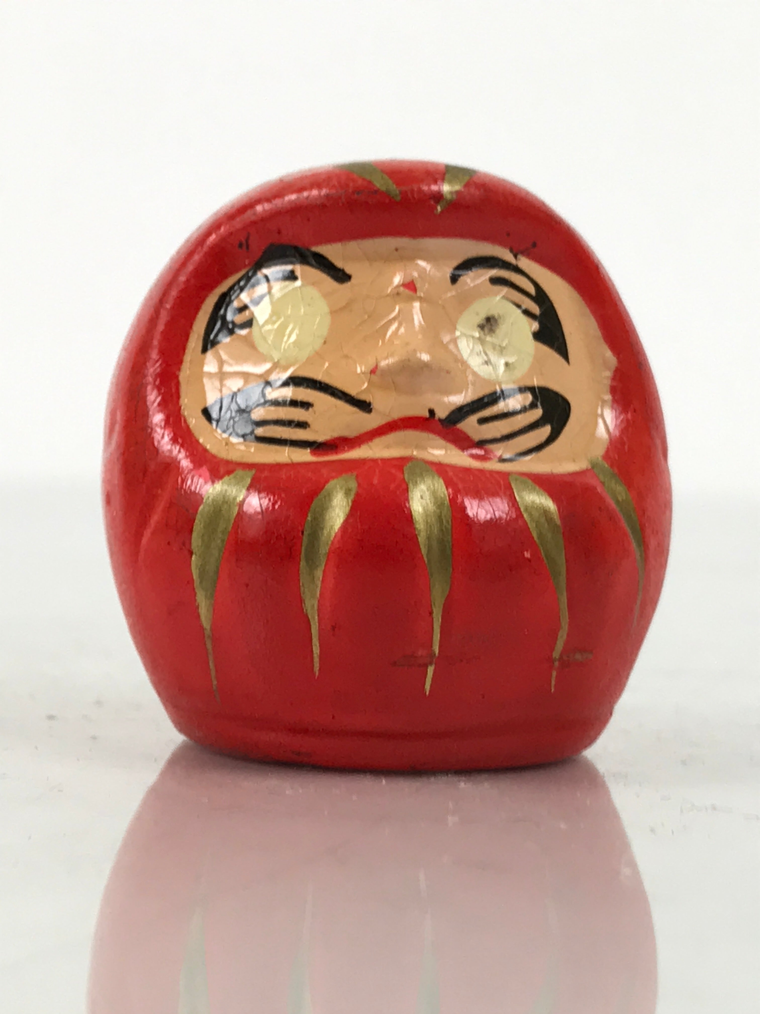 Japanese Small Wooden Kokeshi Daruma Figurine Vtg Lucky Charm Red Black KF839-AD - Kokeshi-chidorivintage.com