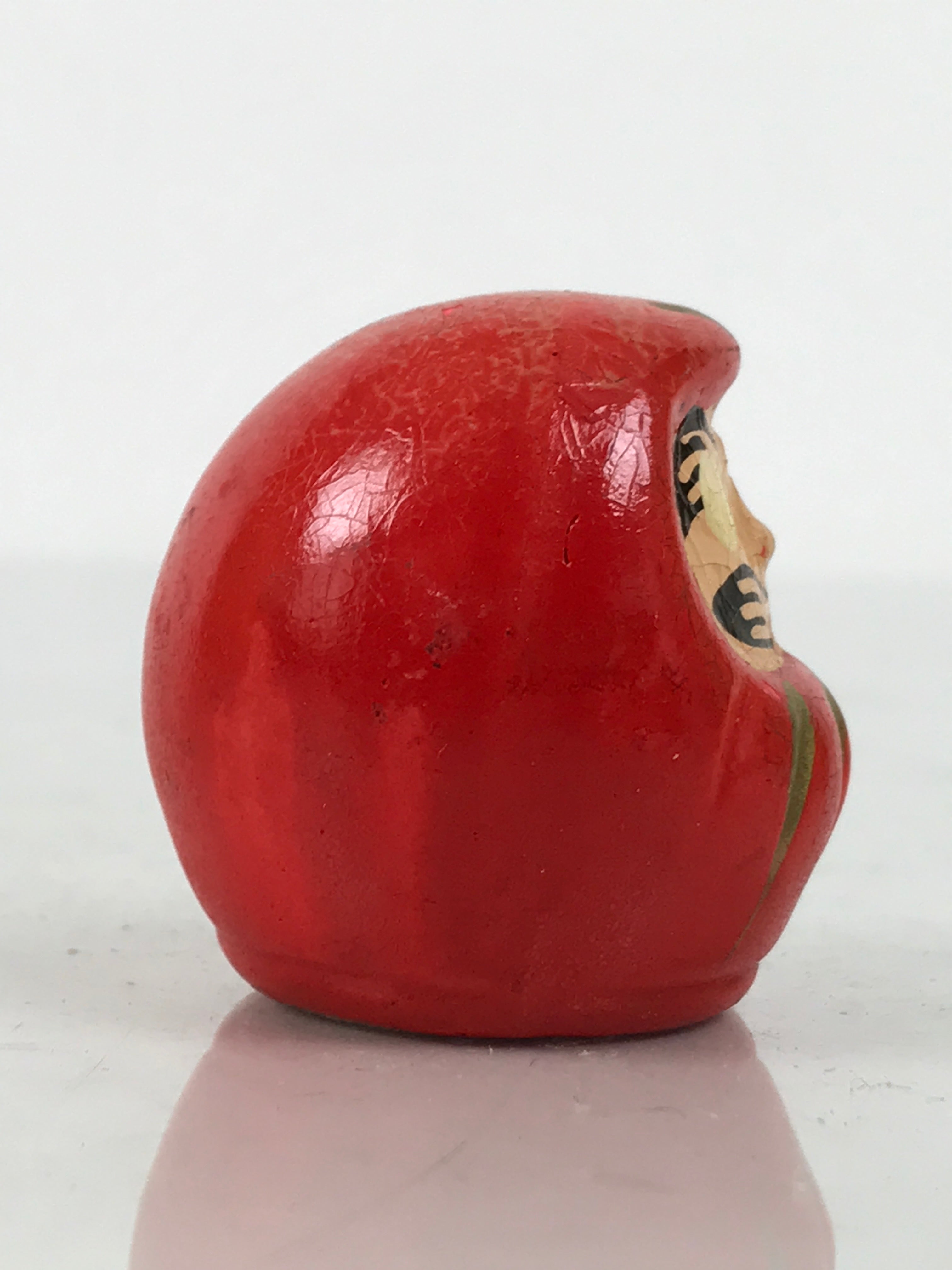 Japanese Small Wooden Kokeshi Daruma Figurine Vtg Lucky Charm Red Black KF839-AD - Kokeshi-chidorivintage.com