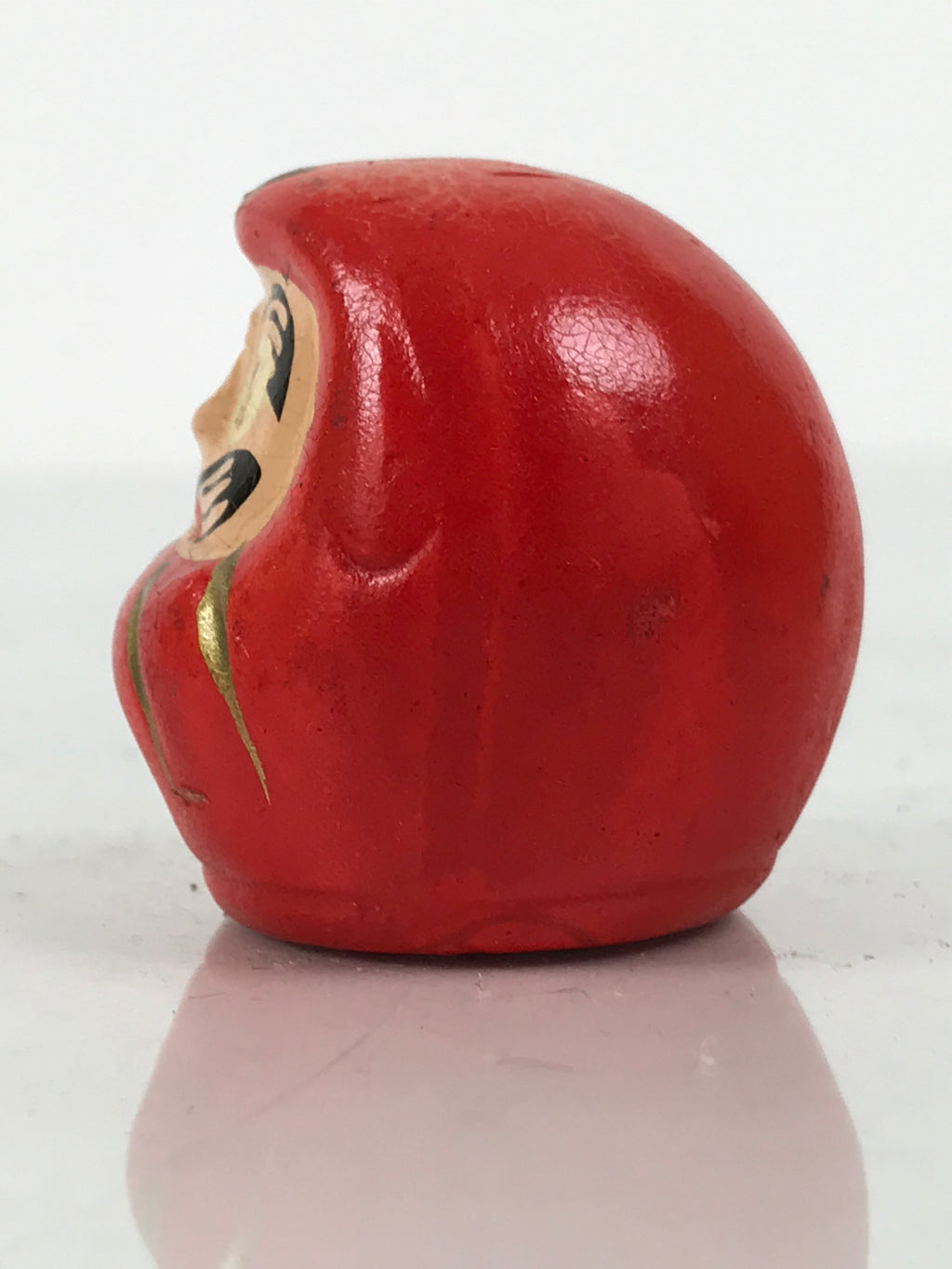 Japanese Small Wooden Kokeshi Daruma Figurine Vtg Lucky Charm Red Black KF839-AD - Kokeshi-chidorivintage.com