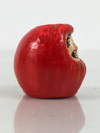 Japanese Small Wooden Kokeshi Daruma Figurine Vtg Lucky Charm Red Black KF840-AD - Kokeshi-chidorivintage.com