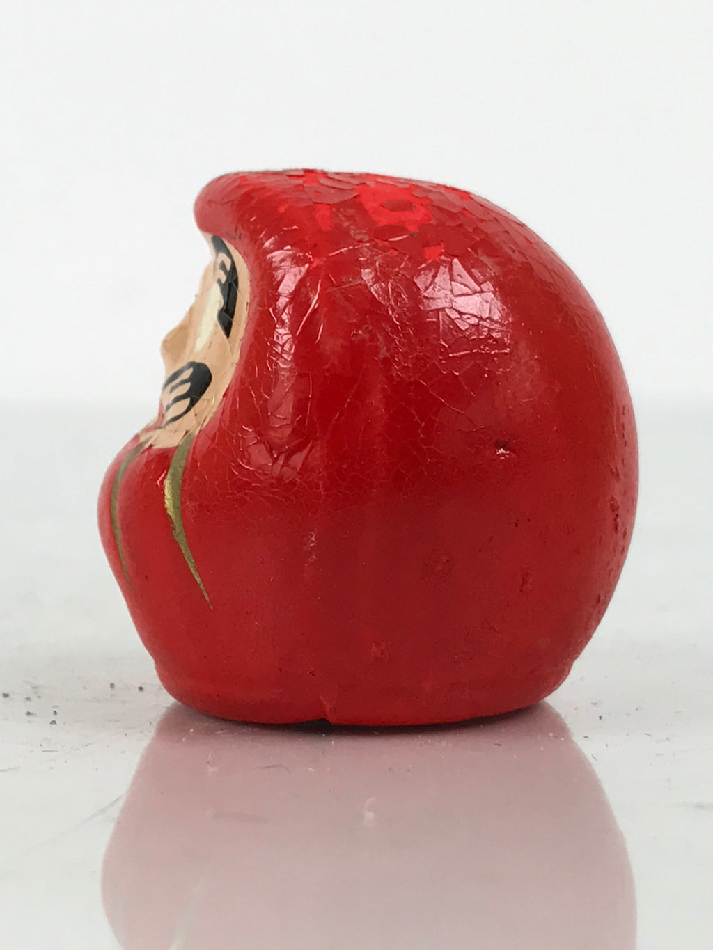 Japanese Small Wooden Kokeshi Daruma Figurine Vtg Lucky Charm Red Black KF840-AD - Kokeshi-chidorivintage.com