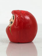 Japanese Small Wooden Kokeshi Daruma Figurine Vtg Lucky Charm Red Black KF840-AD - Kokeshi-chidorivintage.com