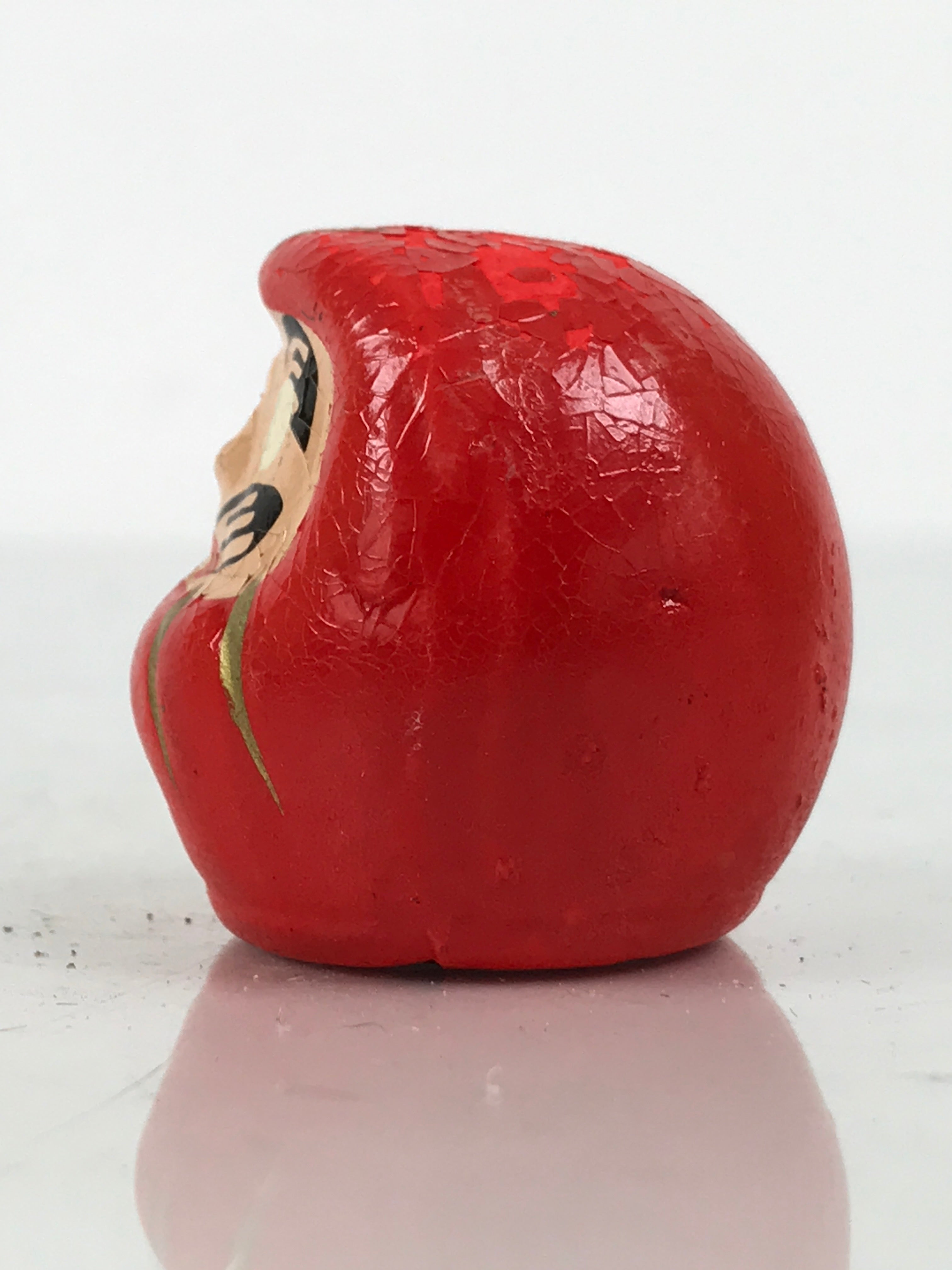Japanese Small Wooden Kokeshi Daruma Figurine Vtg Lucky Charm Red Black KF840-AD - Kokeshi-chidorivintage.com