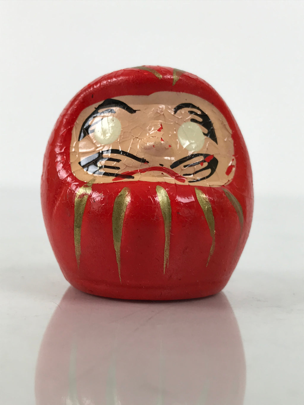 Japanese Small Wooden Kokeshi Daruma Figurine Vtg Lucky Charm Red Black KF841-AD - Kokeshi-chidorivintage.com