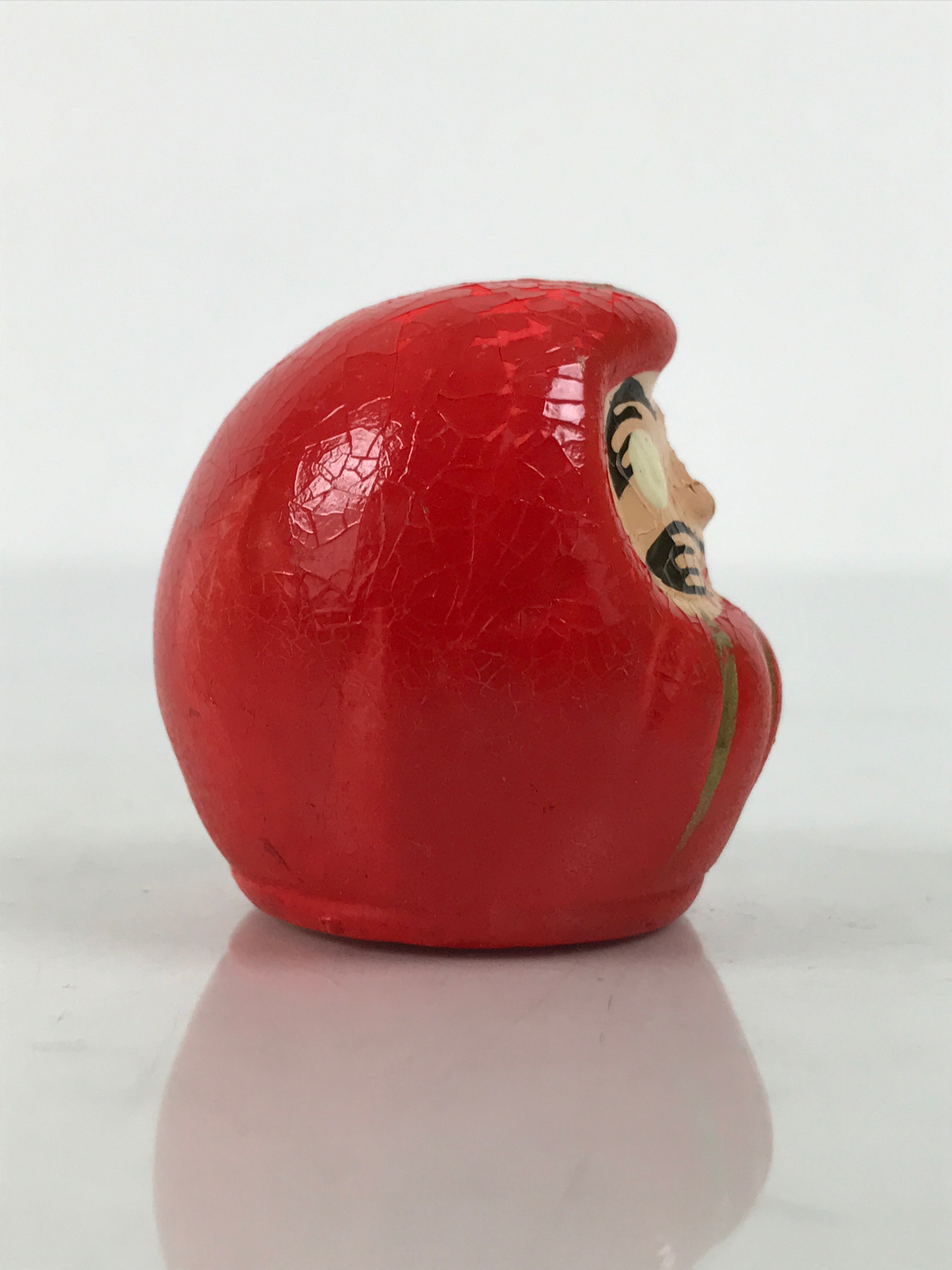 Japanese Small Wooden Kokeshi Daruma Figurine Vtg Lucky Charm Red Black KF841-AD - Kokeshi-chidorivintage.com