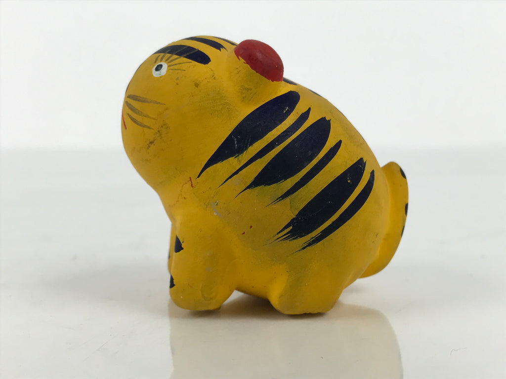 Japanese Clay Figurine Zodiac Tiger Vtg Lucky Charm Doll Statue Yellow ST125-AD - Figurine-chidorivintage.com