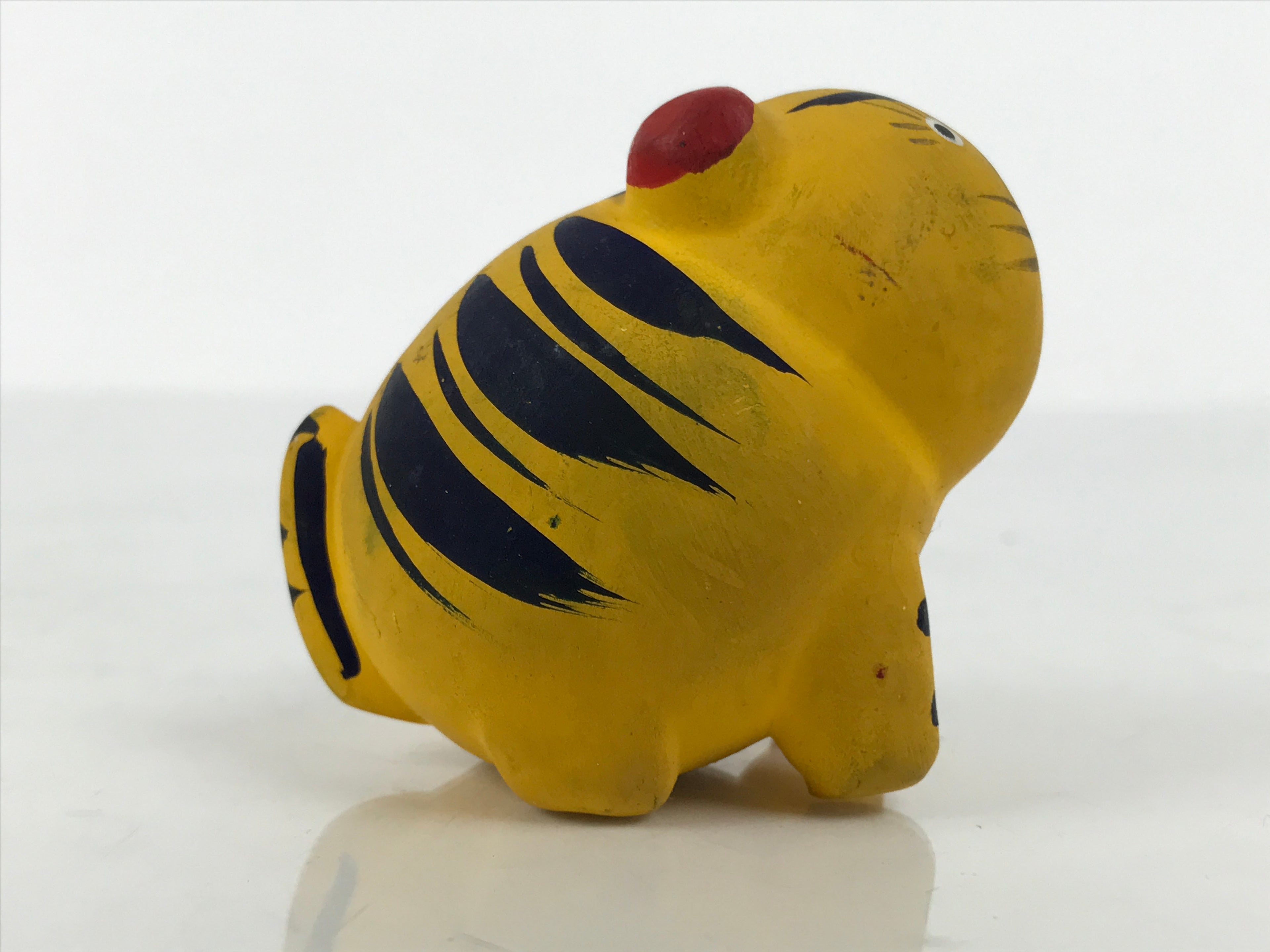 Japanese Clay Figurine Zodiac Tiger Vtg Lucky Charm Doll Statue Yellow ST125-AD - Figurine-chidorivintage.com