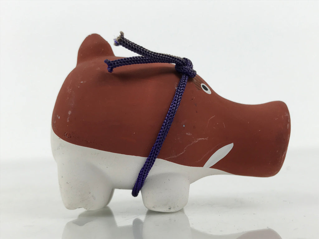 Japanese Clay Figurine Zodiac Wild Boar Vtg Lucky Charm Doll Statue Brown ST126-AD - Figurine-chidorivintage.com