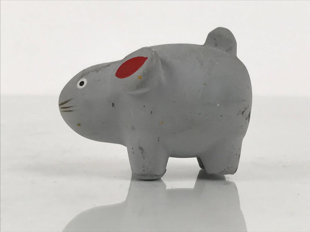 Japanese Clay Figurine Zodiac Rat Vtg Lucky Charm Doll Statue Mouse Gray ST132-AD - Figurine-chidorivintage.com