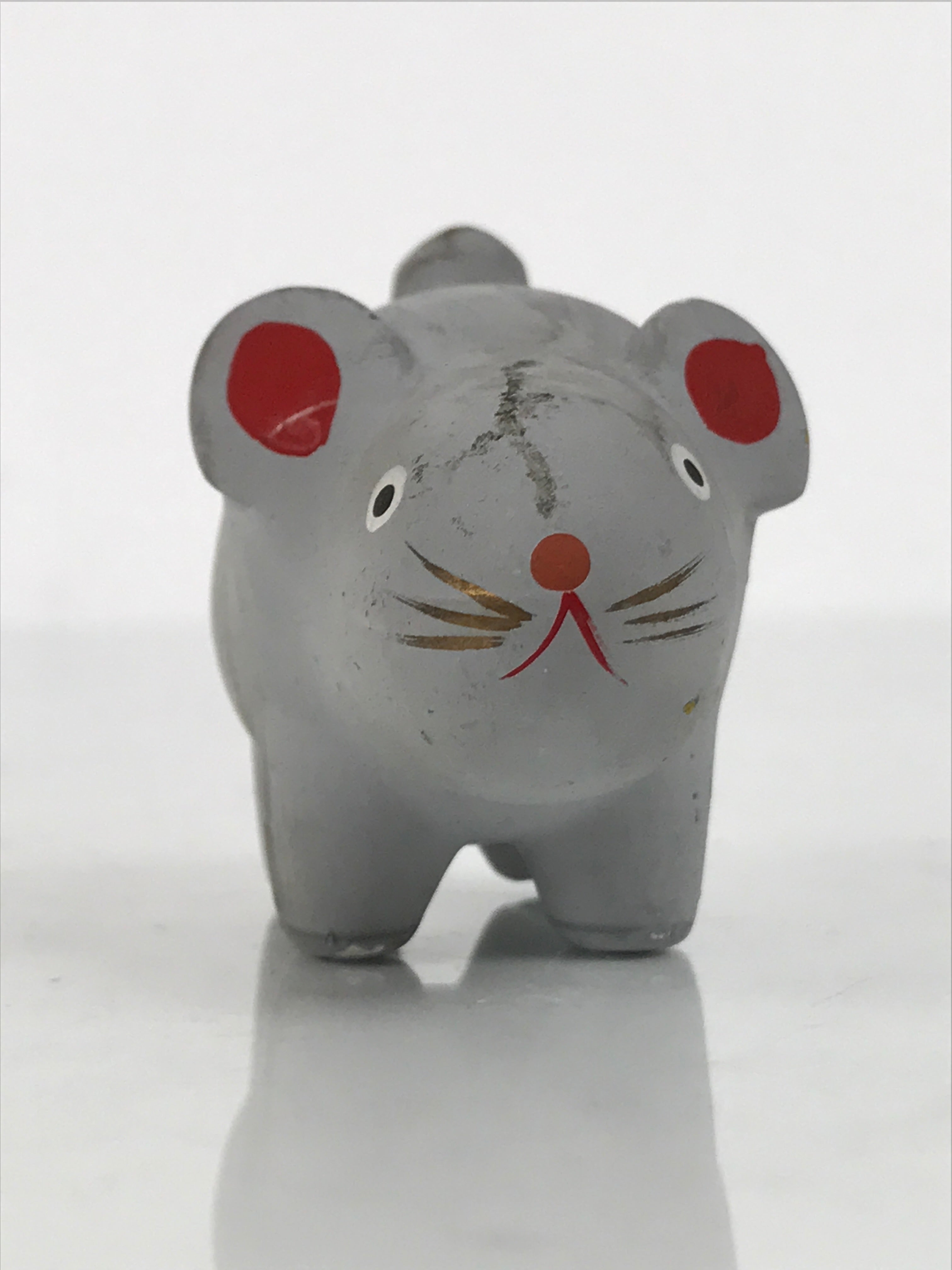 Japanese Clay Figurine Zodiac Rat Vtg Lucky Charm Doll Statue Mouse Gray ST132-AD - Figurine-chidorivintage.com