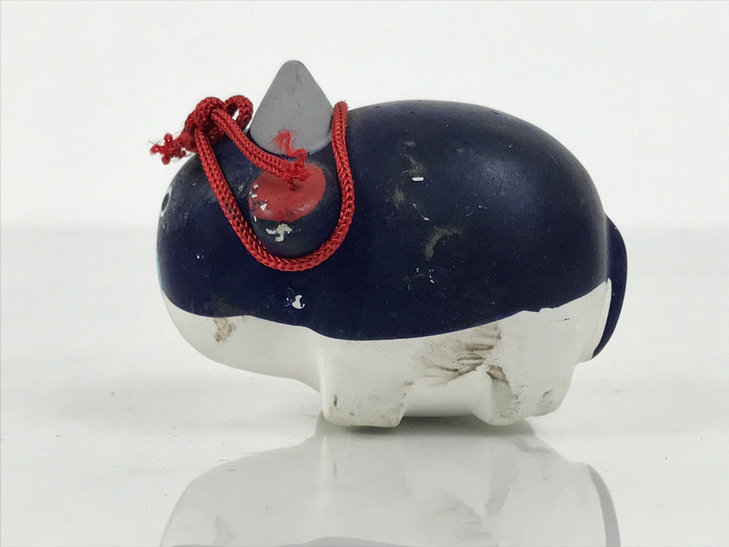 Japanese Clay Figurine Zodiac Ox Vtg Lucky Charm Doll Statue Cow Navy ST133-AD - Figurine-chidorivintage.com