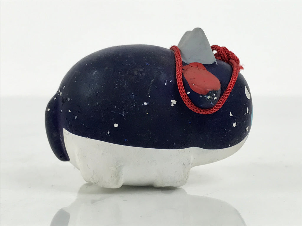 Japanese Clay Figurine Zodiac Ox Vtg Lucky Charm Doll Statue Cow Navy ST133-AD - Figurine-chidorivintage.com