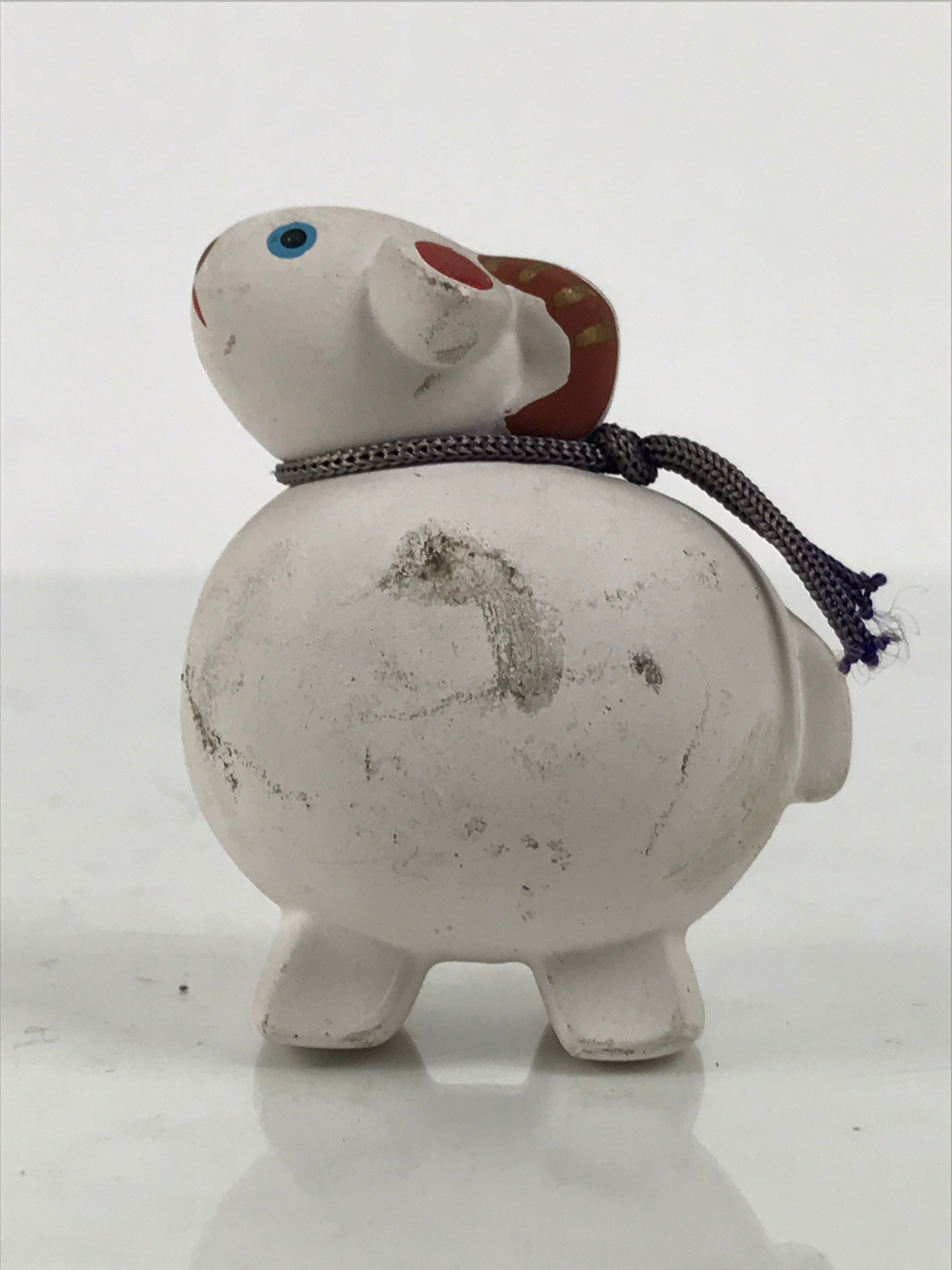 Japanese Clay Figurine Zodiac Sheep Vtg Lucky Charm Doll Statue White ST134-AD - Figurine-chidorivintage.com