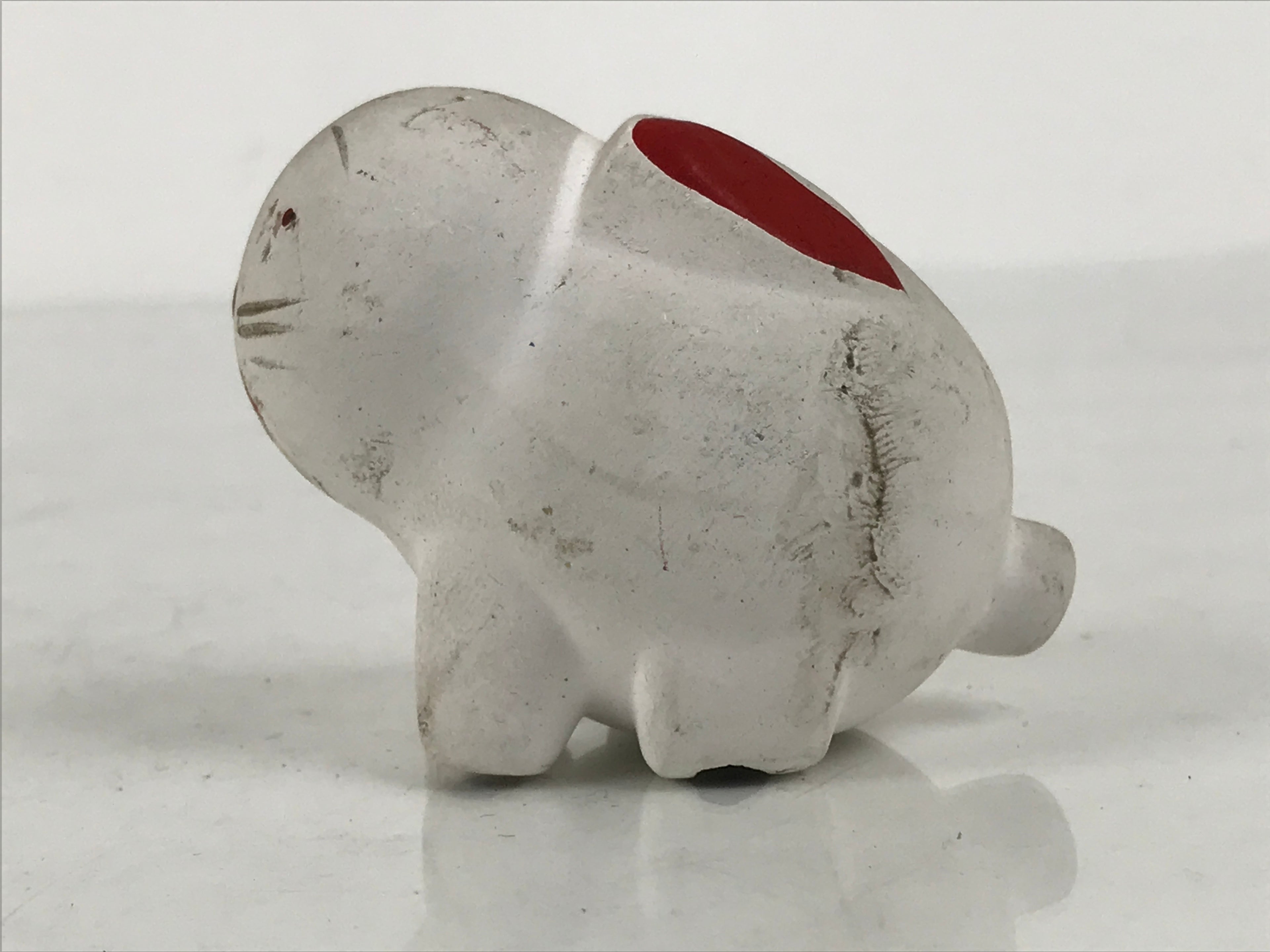 Japanese Clay Figurine Zodiac Rabbit Vtg Lucky Charm Doll Statue White ST135-AD - Figurine-chidorivintage.com