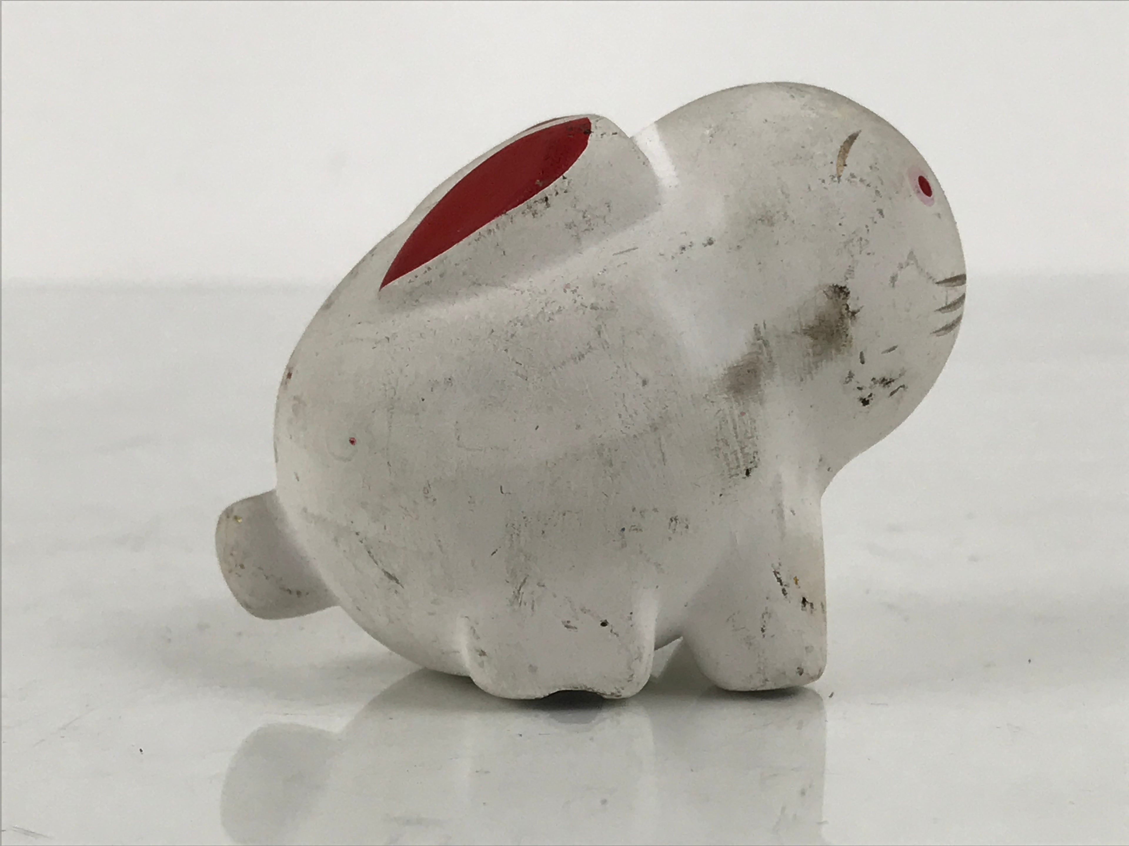 Japanese Clay Figurine Zodiac Rabbit Vtg Lucky Charm Doll Statue White ST135-AD - Figurine-chidorivintage.com