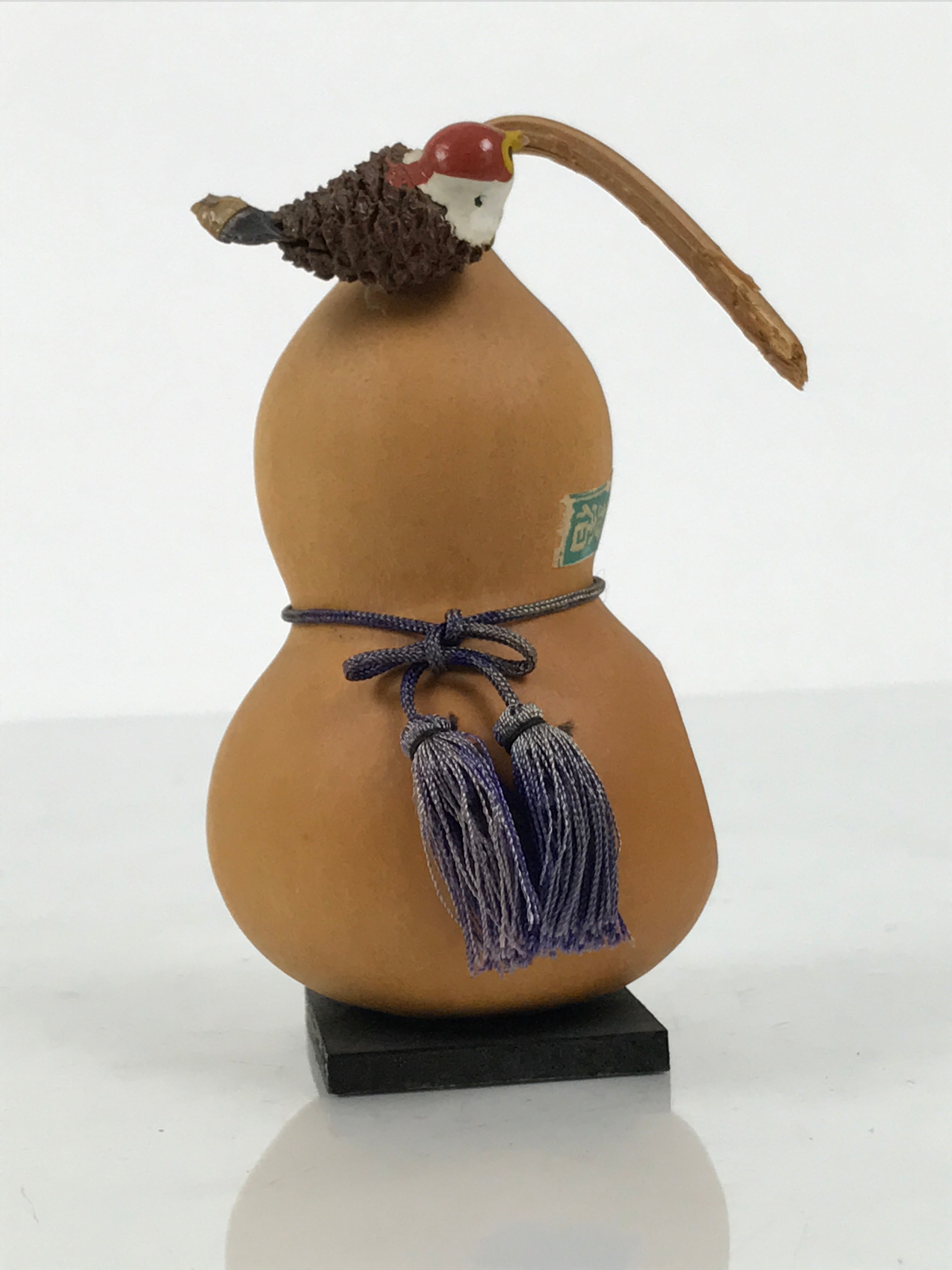 Japanese Wood Kokeshi Doll Hyotan Gourd Vtg Bird Sparrow Souvenir Brown KF846-AD - Kokeshi-chidorivintage.com