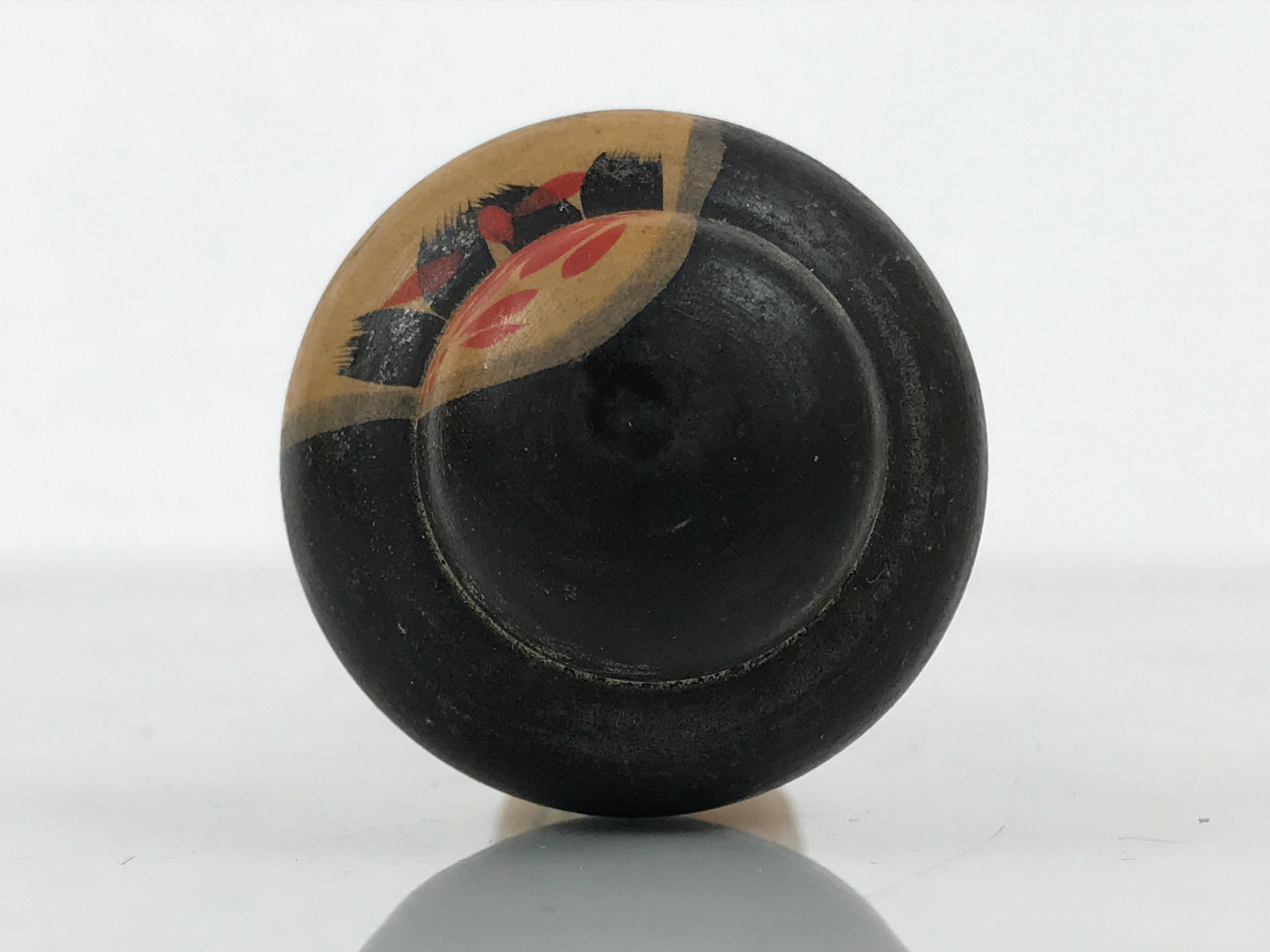 Japanese Wooden Kokeshi Doll Vtg Girl Traditional Craft Black Red Brown KF848-AD - Kokeshi-chidorivintage.com