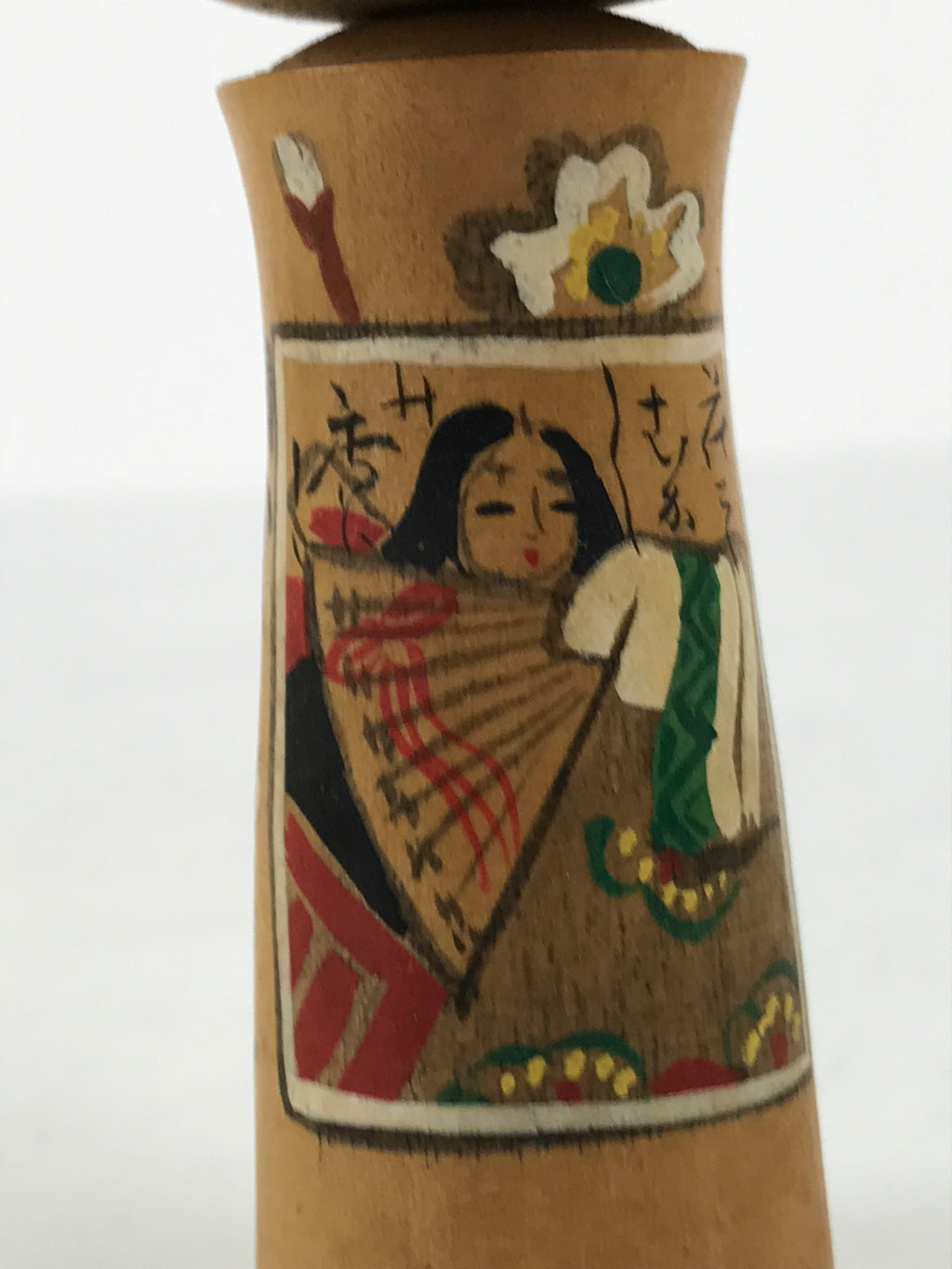 Japanese Wooden Kokeshi Doll Vtg Girl Traditional Craft Black Red Brown KF848-AD - Kokeshi-chidorivintage.com