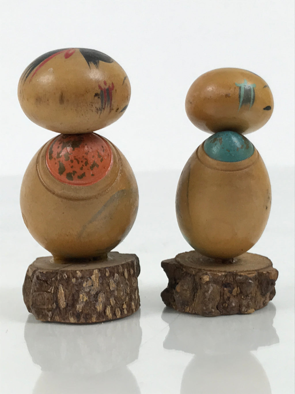 Japanese Wooden Kokeshi Pair Doll Vtg Figurine 2pc Kids Wobbly Head Brown KF850-AD - Kokeshi-chidorivintage.com