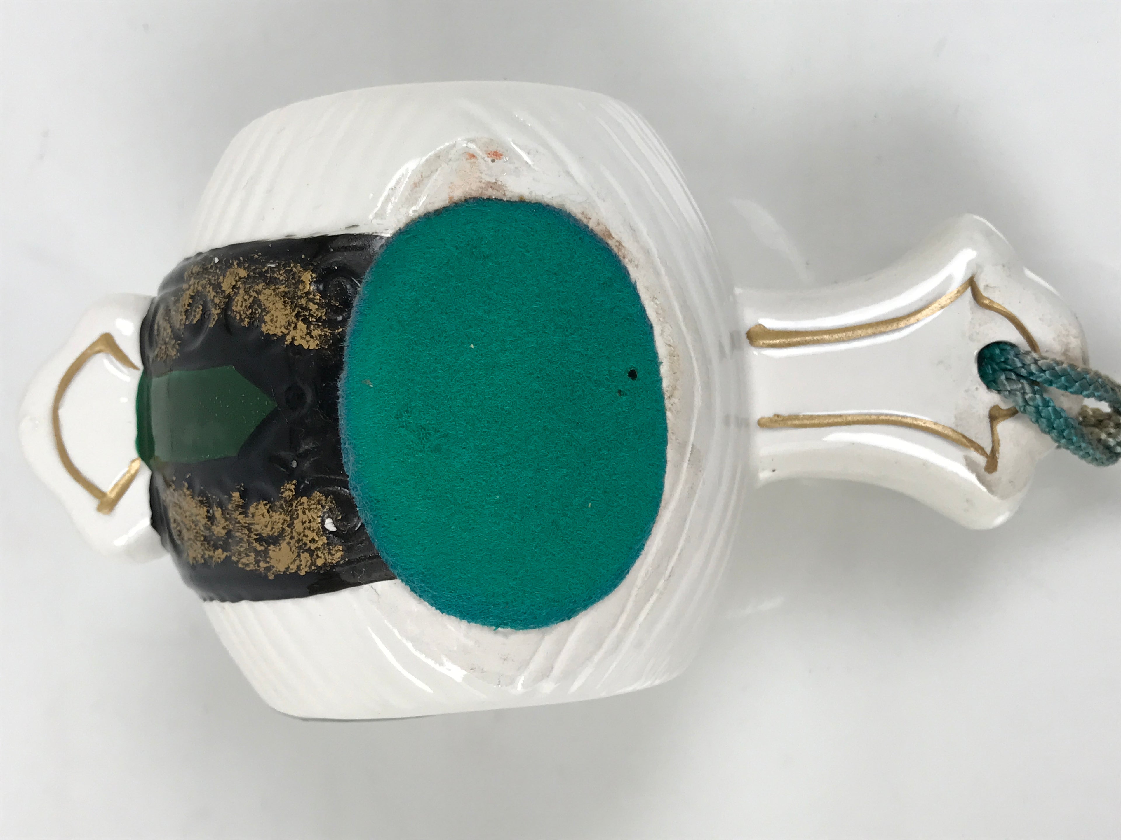 Japanese Porcelain Lucky Hammer Uchide no Kozuchi Vtg White Gold Green ST108-AD - Other Display Item-chidorivintage.com