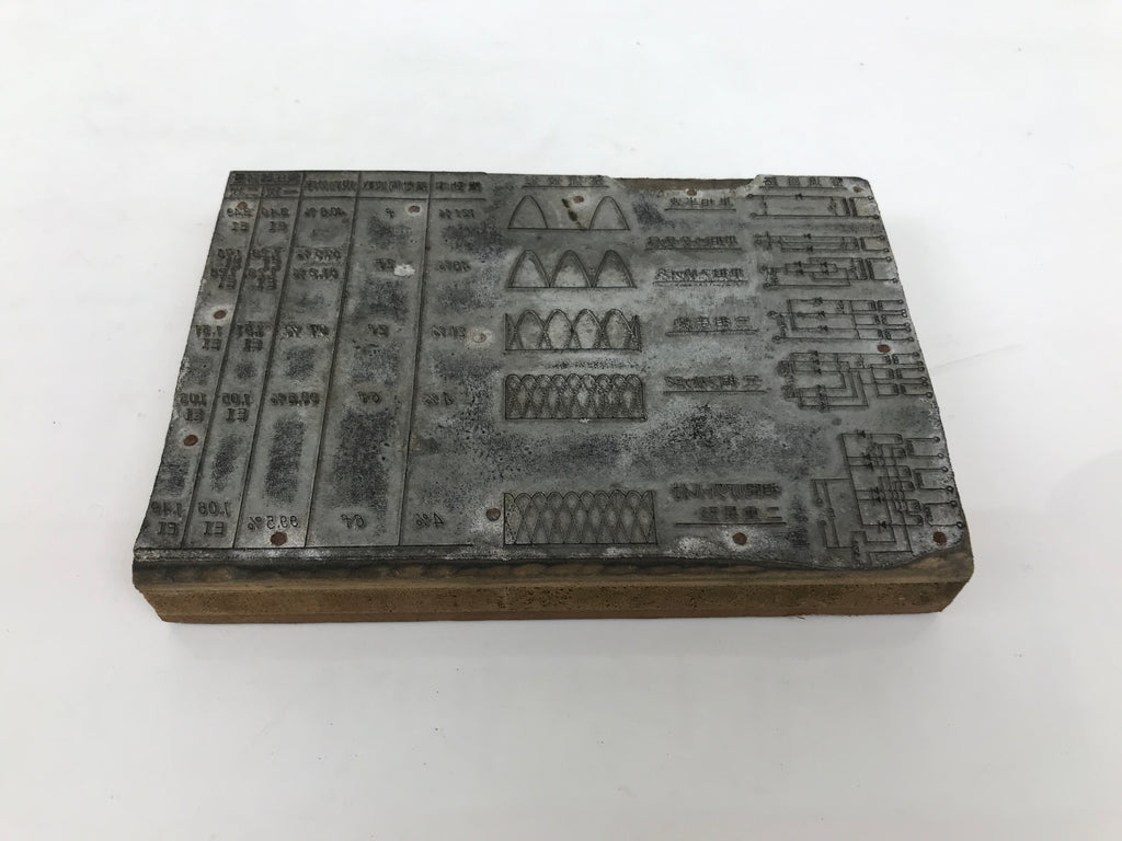 Japanese Metal Stamp Schematic Diagram Rectifier Vtg Wood Base Stationary HS288-OT - Hanko-chidorivintage.com