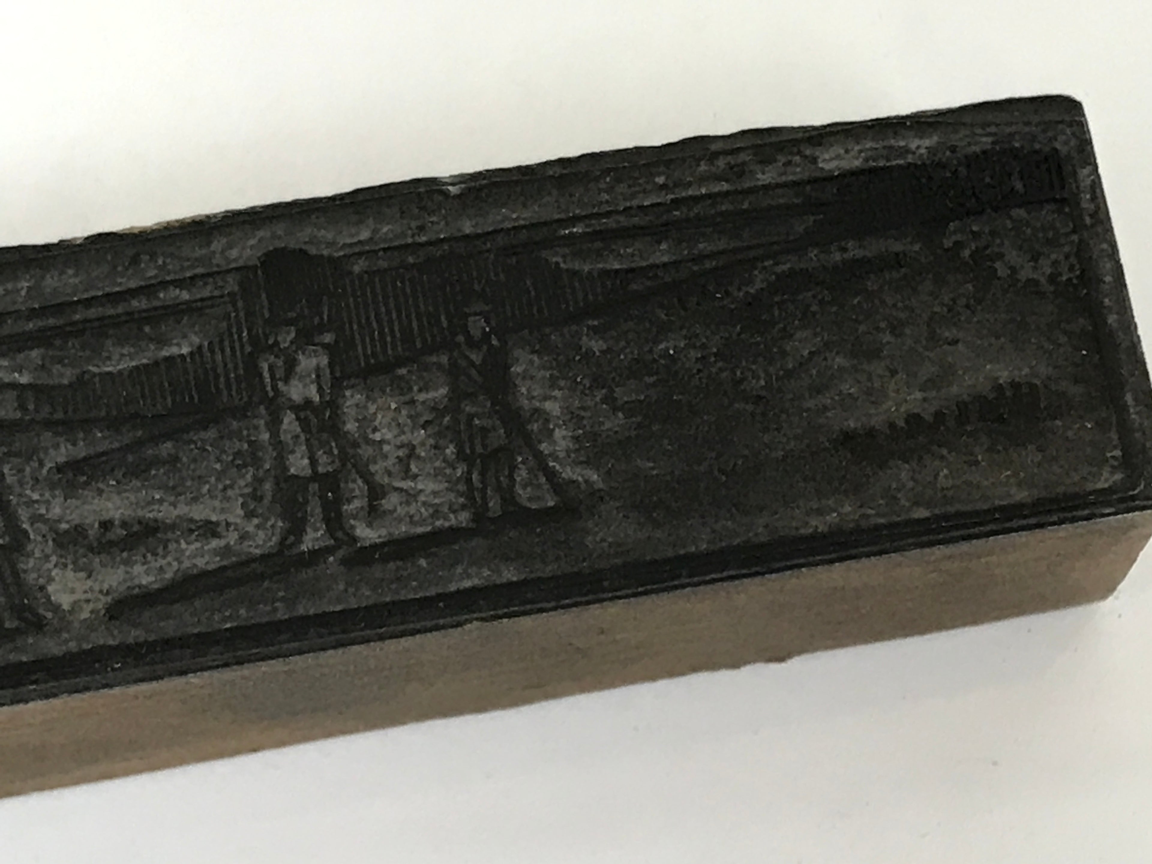 Japanese Wood Metal Stamp Vtg Golf Players L Shaped Showa Stationary HS293-OT - Hanko-chidorivintage.com