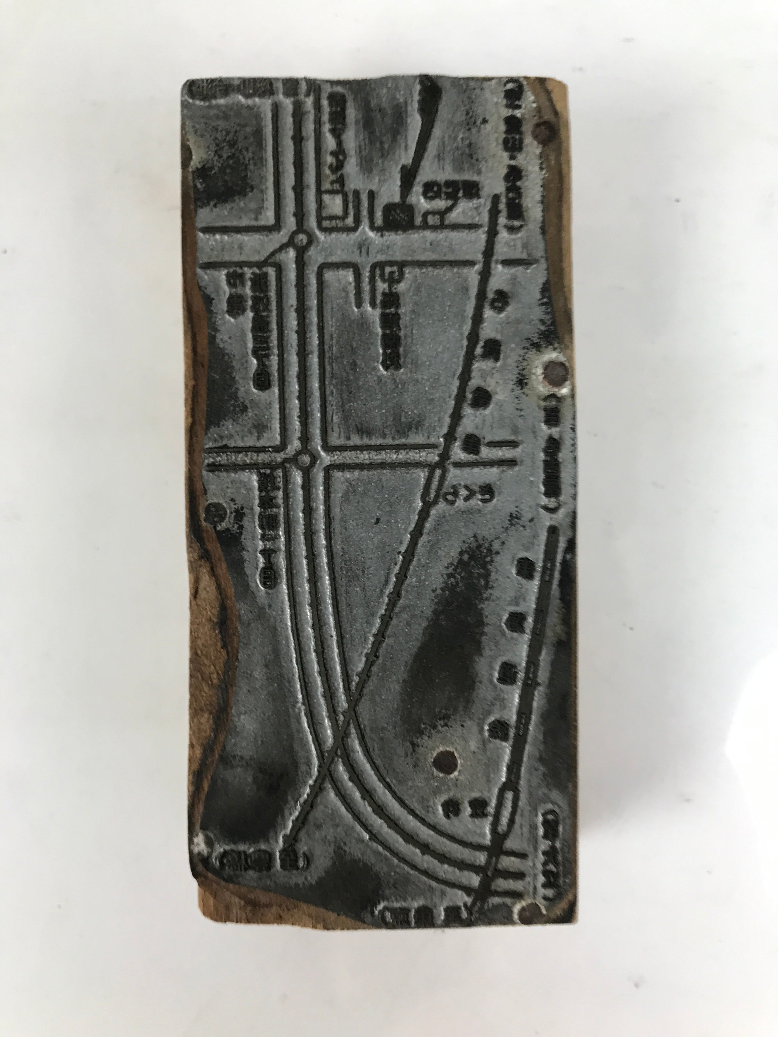 Japanese Metal Stamp Vtg City Map Kasadera Nagoya Aichi Showa Stationary HS312-OT - Hanko-chidorivintage.com