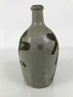 Antique Japanese Ceramic Sake Bottle Kayoi-Tokkuri Gray Brown Kanji TS926-KT - Sake Bottle-chidorivintage.com